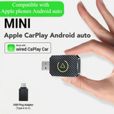 2025 Upgraded LASATE 2-in-1 Mini Wireless Carplay Adapter for Apple and Android, converts wired to wireless, for 2016+ factory wired CarPlay cars, navigation, music playback, media playback and more Usb Stable Connection