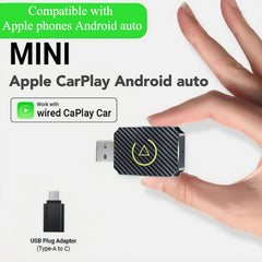 2025 Upgraded LASATE 2-in-1 Mini Wireless Carplay Adapter for Apple and Android, converts wired to wireless, for 2016+ factory wired CarPlay cars, navigation, music playback, media playback and more Usb Stable Connection