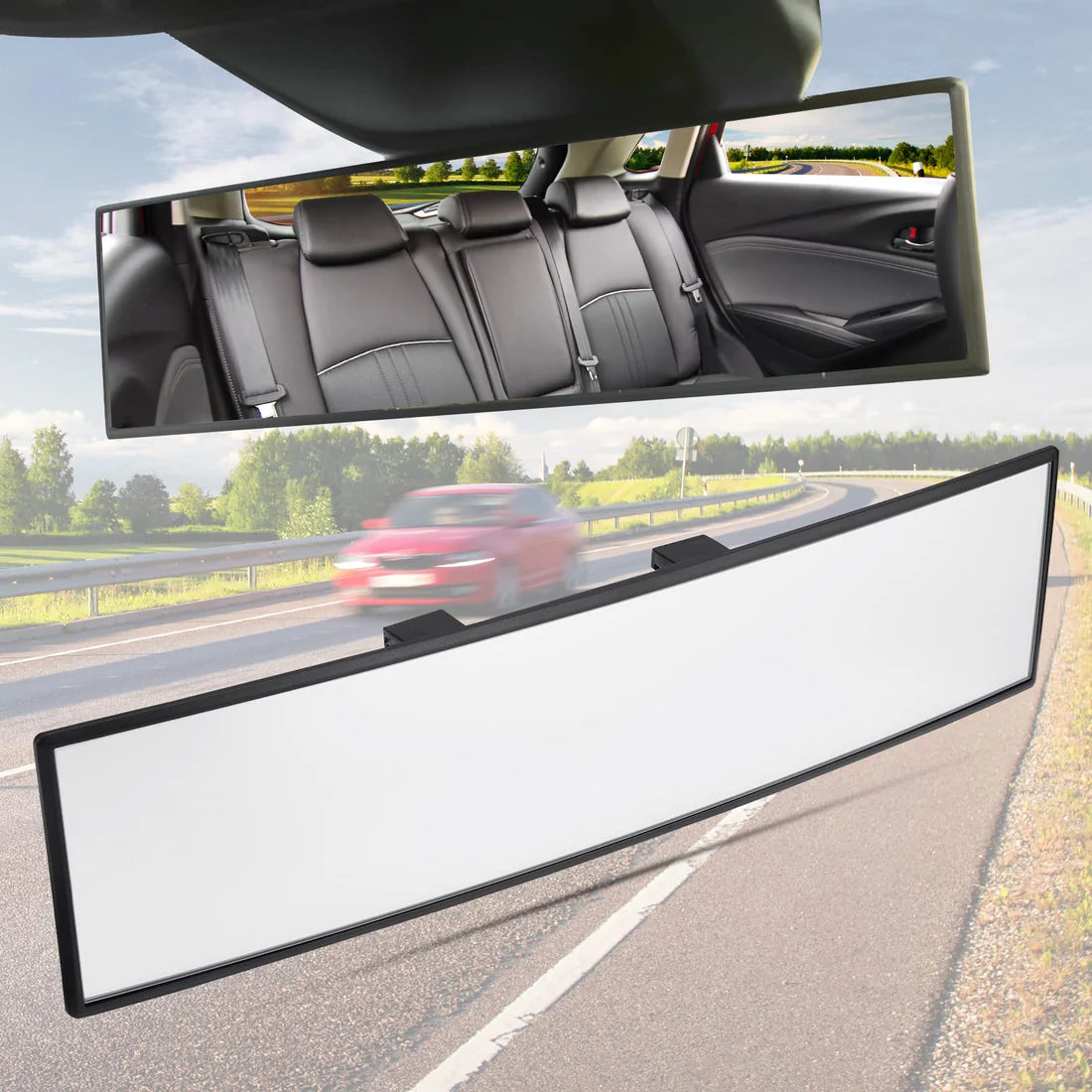 12 Inch Universal Panoramic Anti-Glare Rear view Mirror -Clear