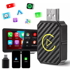 LASATE 2-in-1 Mini Wireless Carplay Adapter for Apple and Android, converts wired to wireless, for 2016+ factory wired CarPlay cars, navigation, music playback, media playback and more Usb Stable Connection