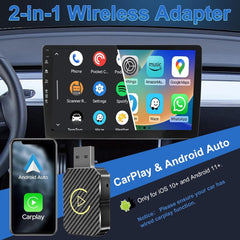 LASATE 2-in-1 Mini Wireless Carplay Adapter for Apple and Android, converts wired to wireless, for 2016+ factory wired CarPlay cars, navigation, music playback, media playback and more Usb Stable Connection