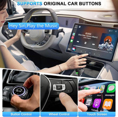 2025 Upgraded LASATE 2-in-1 Mini Wireless Carplay Adapter for Apple and Android, converts wired to wireless, for 2016+ factory wired CarPlay cars, navigation, music playback, media playback and more Usb Stable Connection