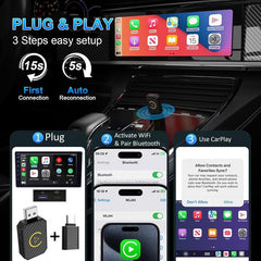 2025 Upgraded LASATE 2-in-1 Mini Wireless Carplay Adapter for Apple and Android, converts wired to wireless, for 2016+ factory wired CarPlay cars, navigation, music playback, media playback and more Usb Stable Connection